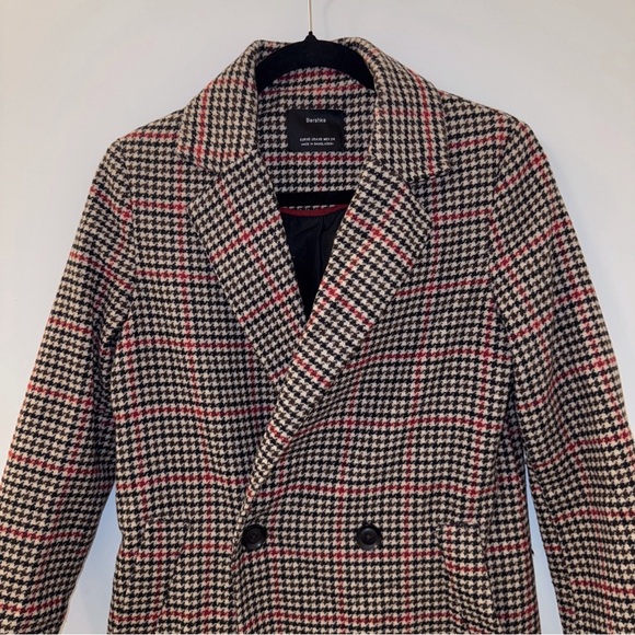 Bershka Long Women's Houndstooth Coat - Picture 5 of 11